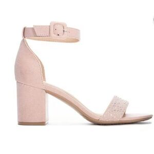 BRAND NEW CL BY LAUNDRY  RHINESTONE  ADJUSTABLE ANKLE STRAP BLOCK HEEL SANDAL